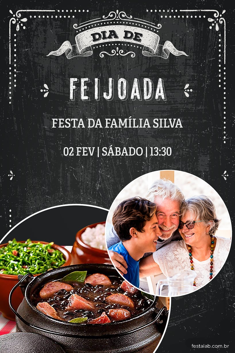 Criar convite de Ocasiões especiais - Feijoada| FestaLab