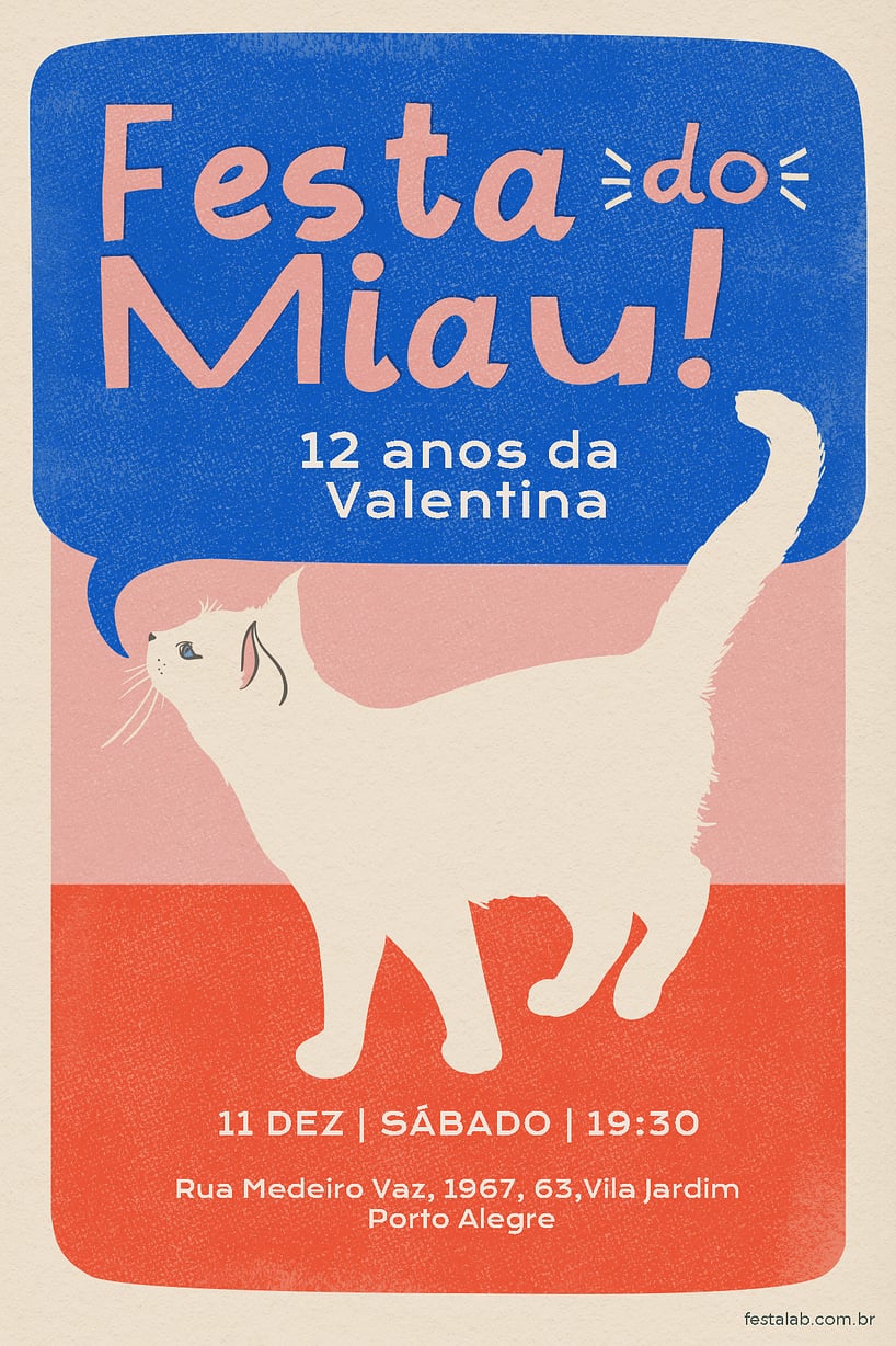 Criar convite de Ocasiões especiais - Festa do Miau| FestaLab