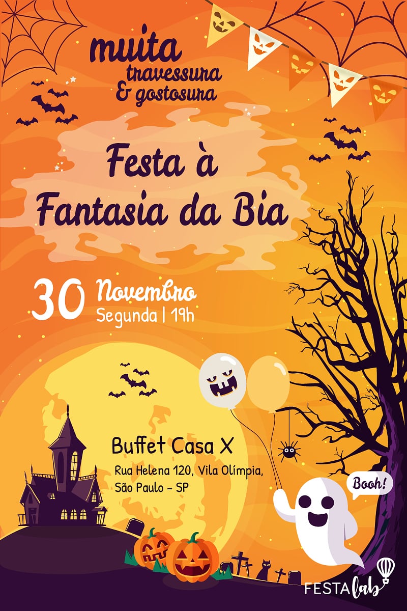 Criar convite de Ocasiões especiais - Halloween| FestaLab