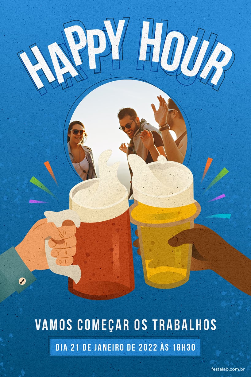 Criar convite de Ocasiões especiais - Happy Hour! Azul| FestaLab