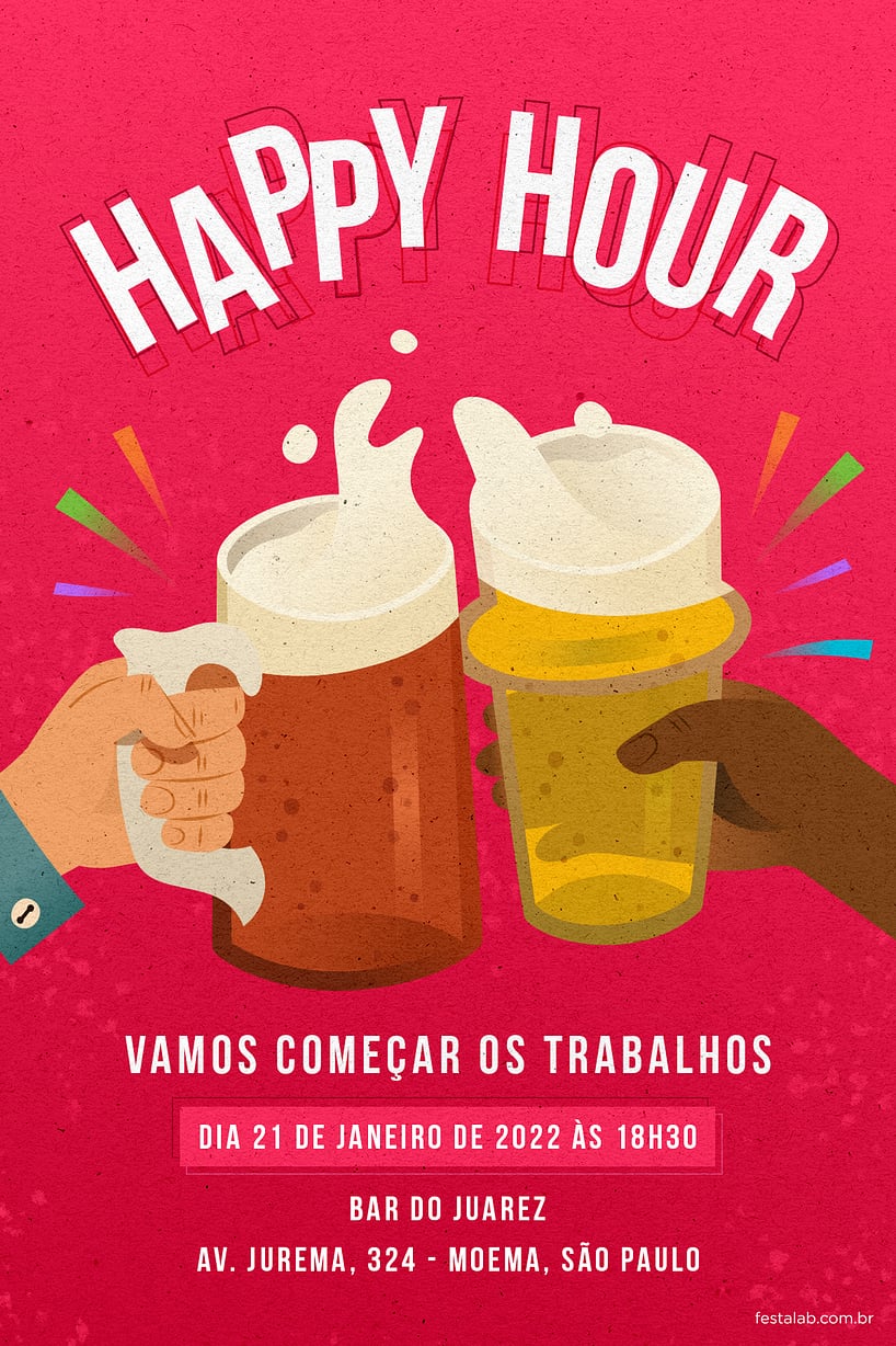 Criar convite de Ocasiões especiais - Happy Hour!| FestaLab