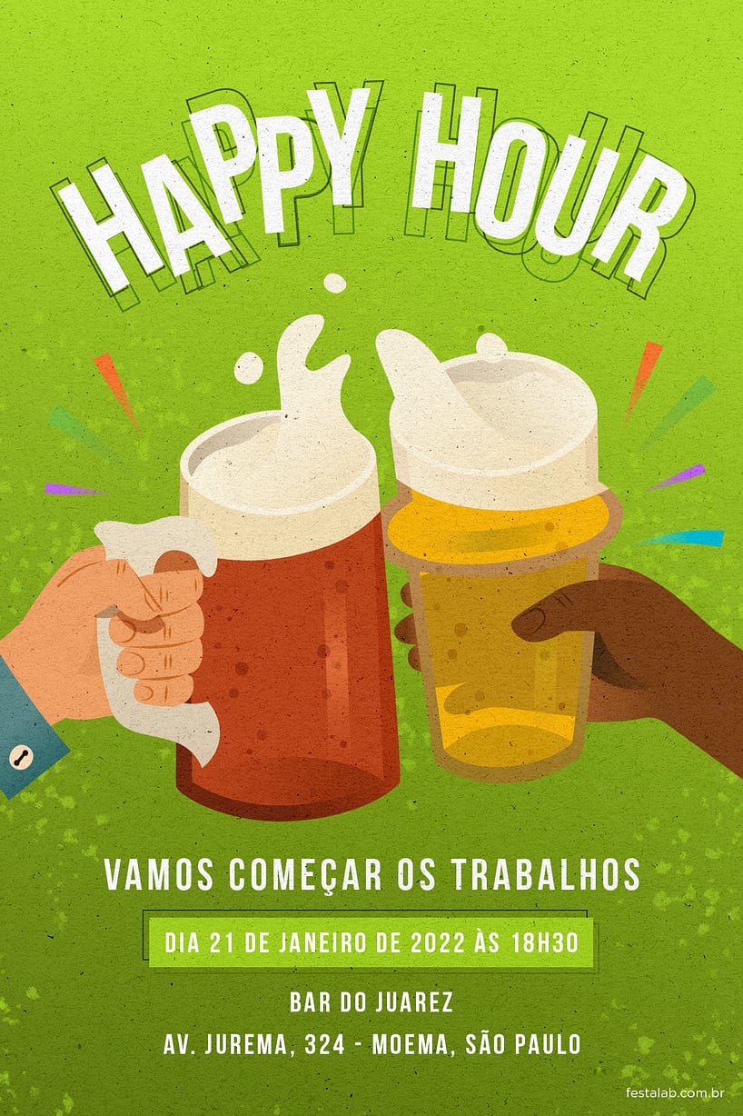 Criar convite de Ocasiões especiais - Happy Hour! Verde| FestaLab