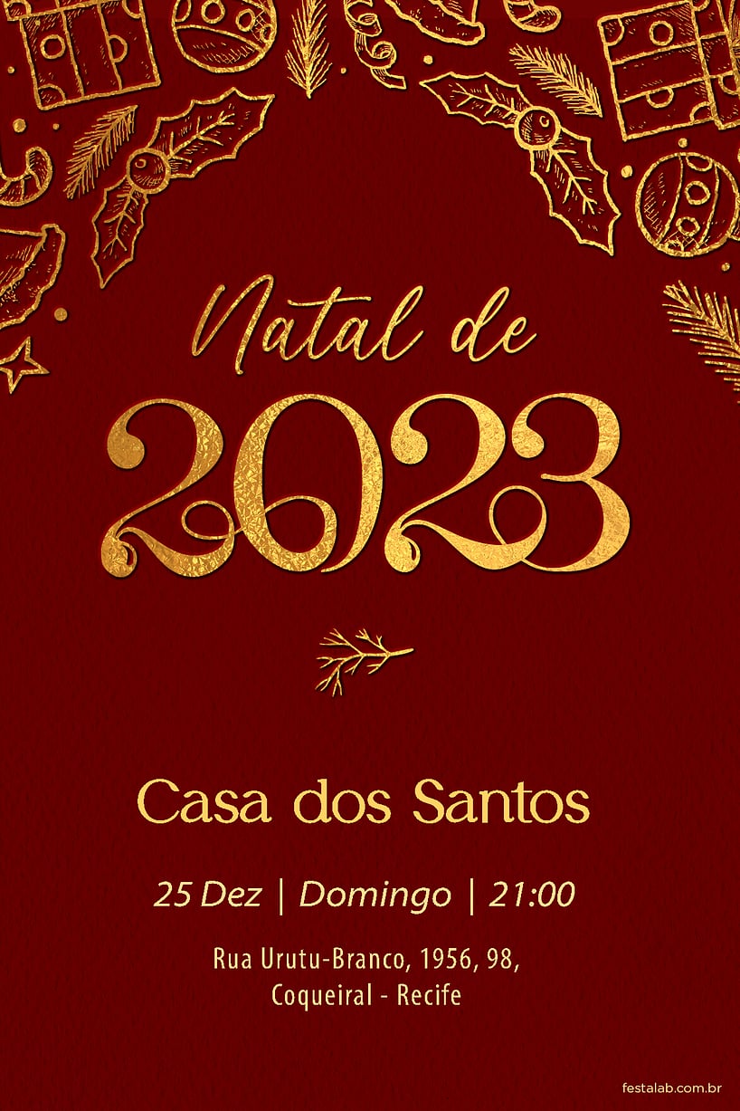 Criar convite de Ocasiões especiais - Natal de 2023| FestaLab