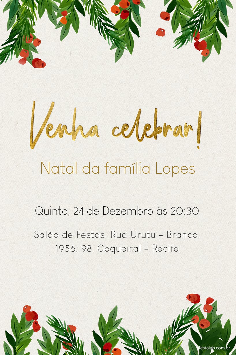 Criar convite de Ocasiões especiais - Natal Visco| FestaLab