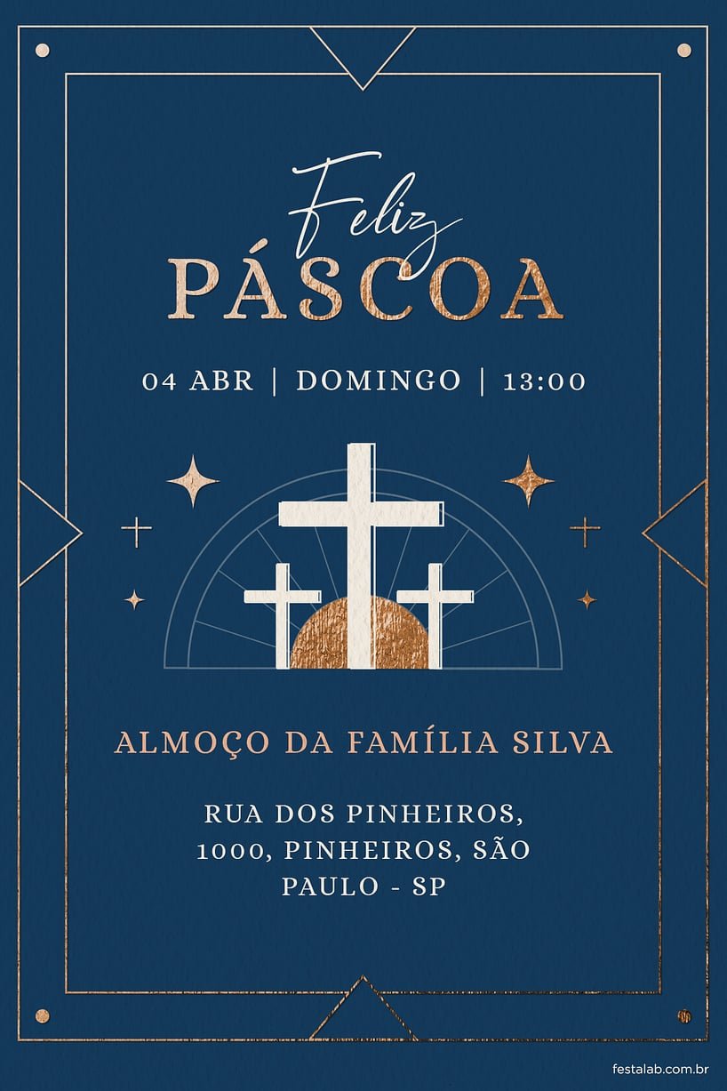 Criar convite de Ocasiões especiais - Páscoa Religioso Azul| FestaLab