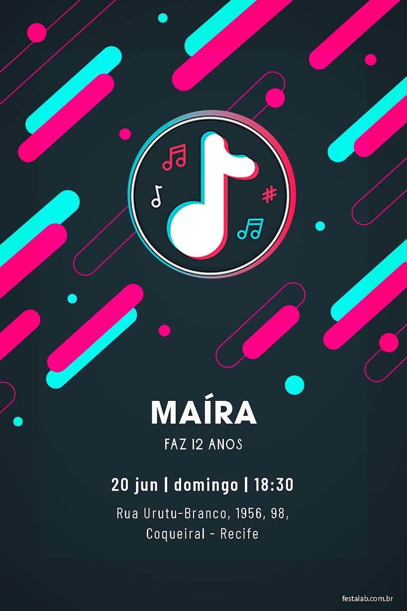 Criar convite de Ocasiões especiais - TikTok| FestaLab