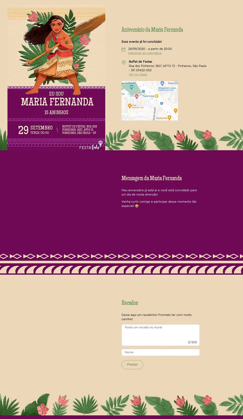 Vibe de Aniversario - Moana tribal roxo